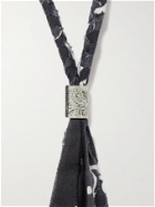 KAPITAL - Fringed Bandana-Print Cotton-Gauze Necklace - Black