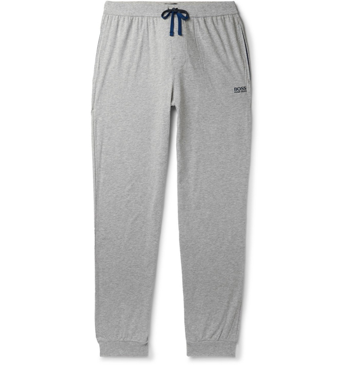 Photo: Hugo Boss - Tapered Stretch-Cotton Jersey Sweatpants - Gray