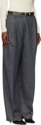 TONYWACK Gray Pleated Wool Tailored Trousers