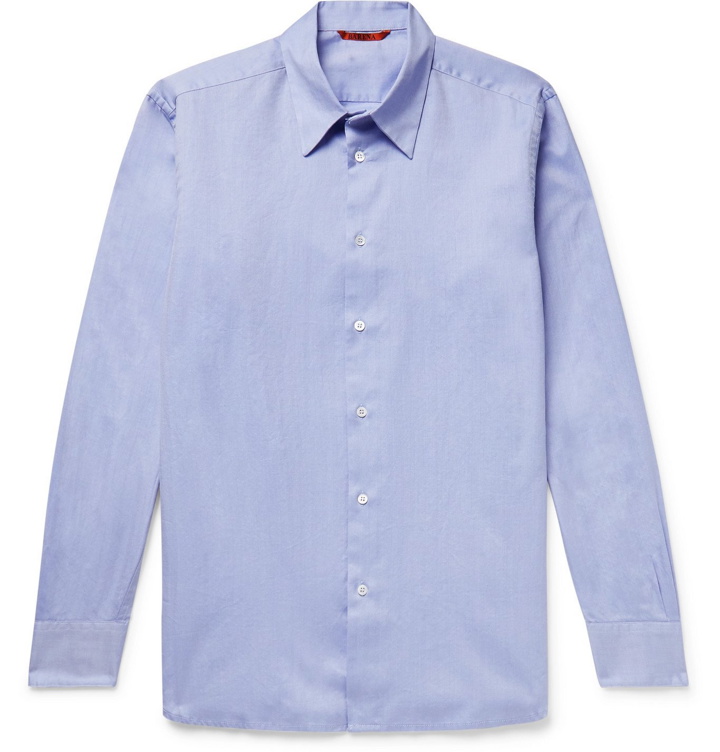 Photo: Barena - Herringbone Cotton Shirt - Blue