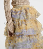 Susan Fang Ruffled appliqué midi skirt