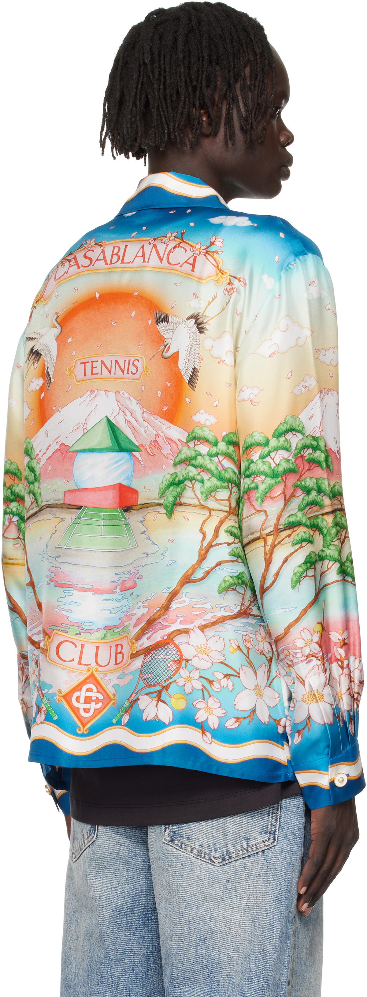 Casablanca Multicolor 'Tennis Club' Long Sleeve Silk Shirt