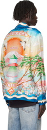 Casablanca Multicolor 'Tennis Club' Long Sleeve Silk Shirt