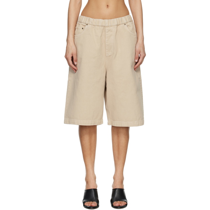 Photo: Entire Studios Beige Spar Denim Shorts