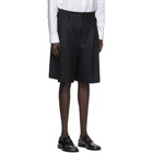 Maison Margiela Black Flannel Pinstripe Shorts