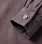 OUR LEGACY - Shawl-Collar Garment-Dyed TENCEL Lyocell Half-Zip Shirt - Burgundy