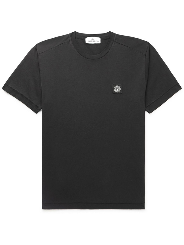 Photo: Stone Island - Logo-Appliquéd Cotton-Jersey T-Shirt - Black