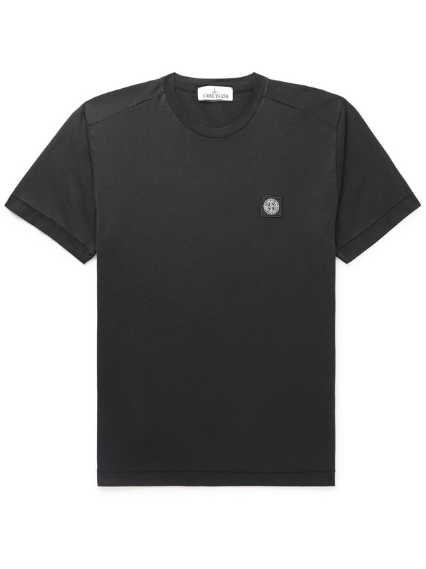 Photo: Stone Island - Logo-Appliquéd Cotton-Jersey T-Shirt - Black