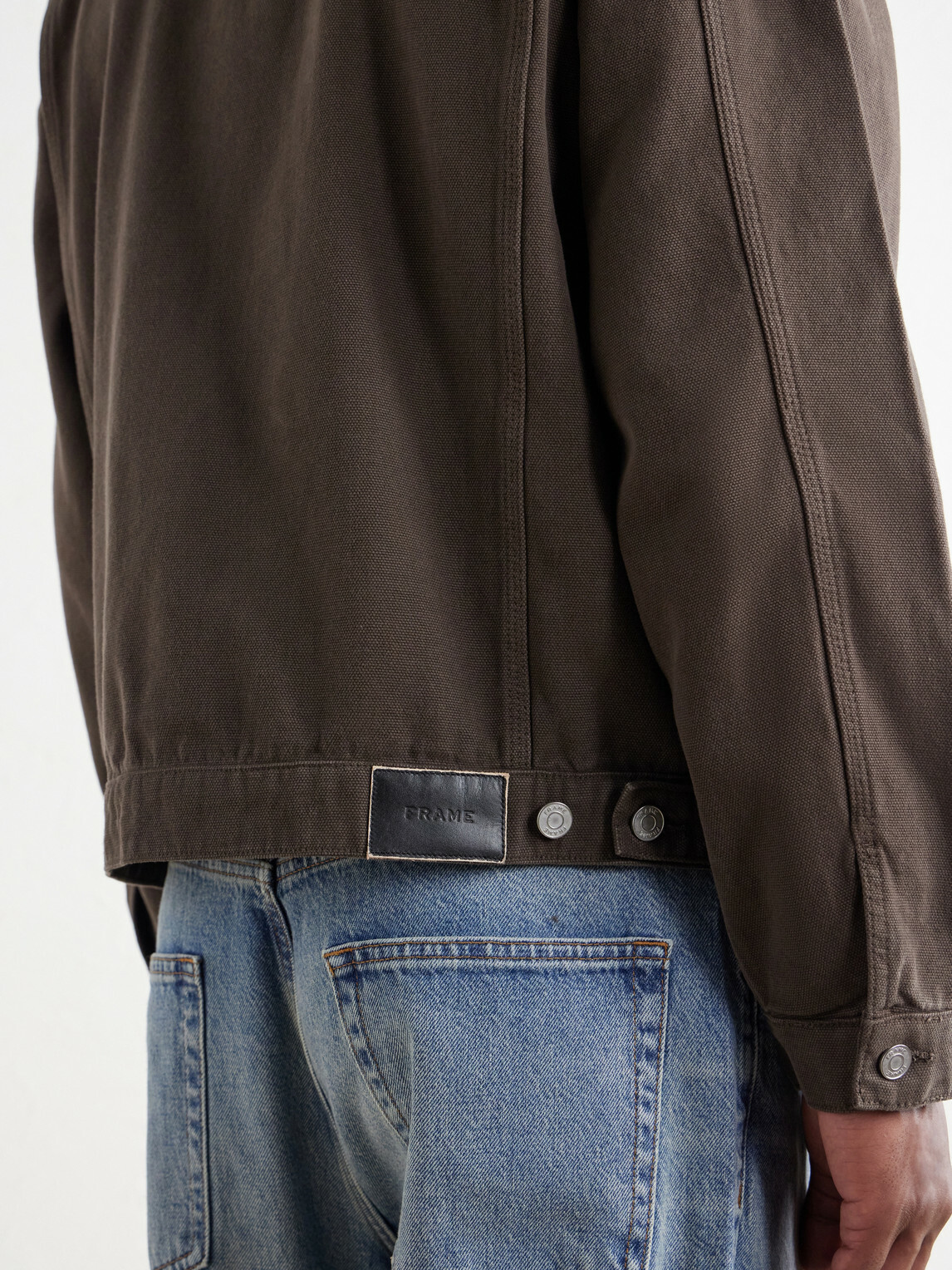 FRAME - Suede-Trimmed Cotton-Canvas Jacket - Brown