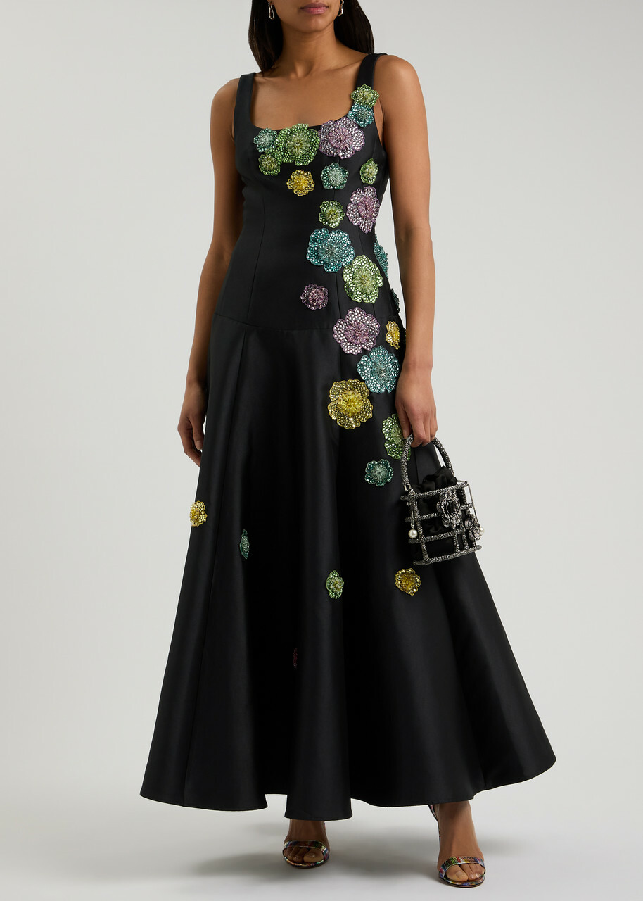 Alemais Lolita Floral-embellished Taffeta Gown Black ALMAIS Alemais Lolita Floral-embellished Taffeta Gown Black ALMAIS