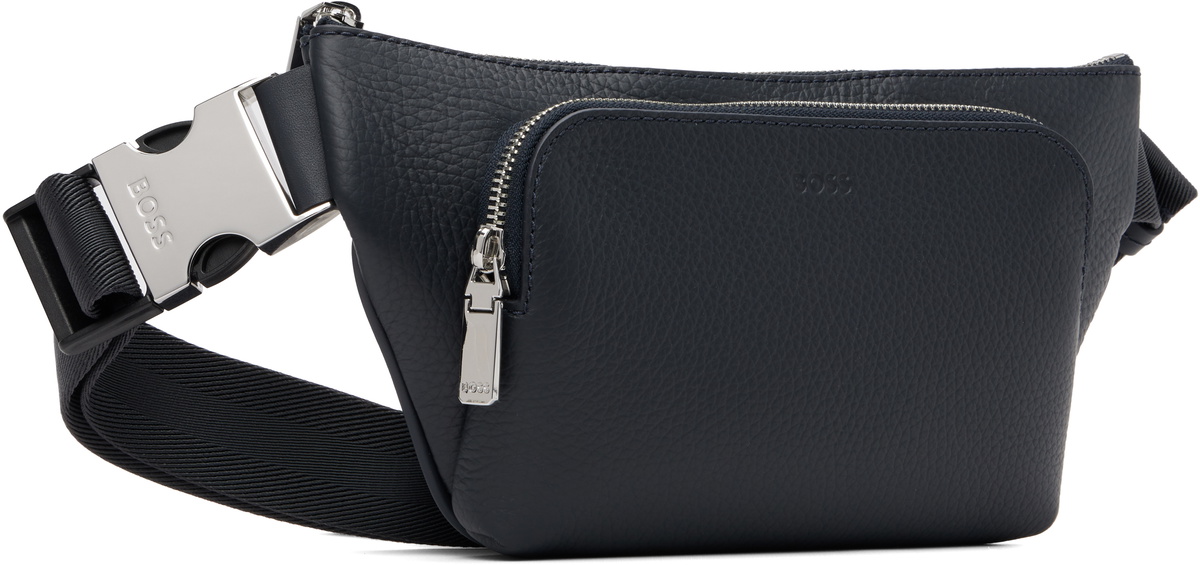 BOSS Navy Leather Belt Bag