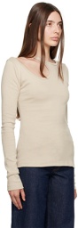 LOW CLASSIC Beige Cutout Long Sleeve T-Shirt