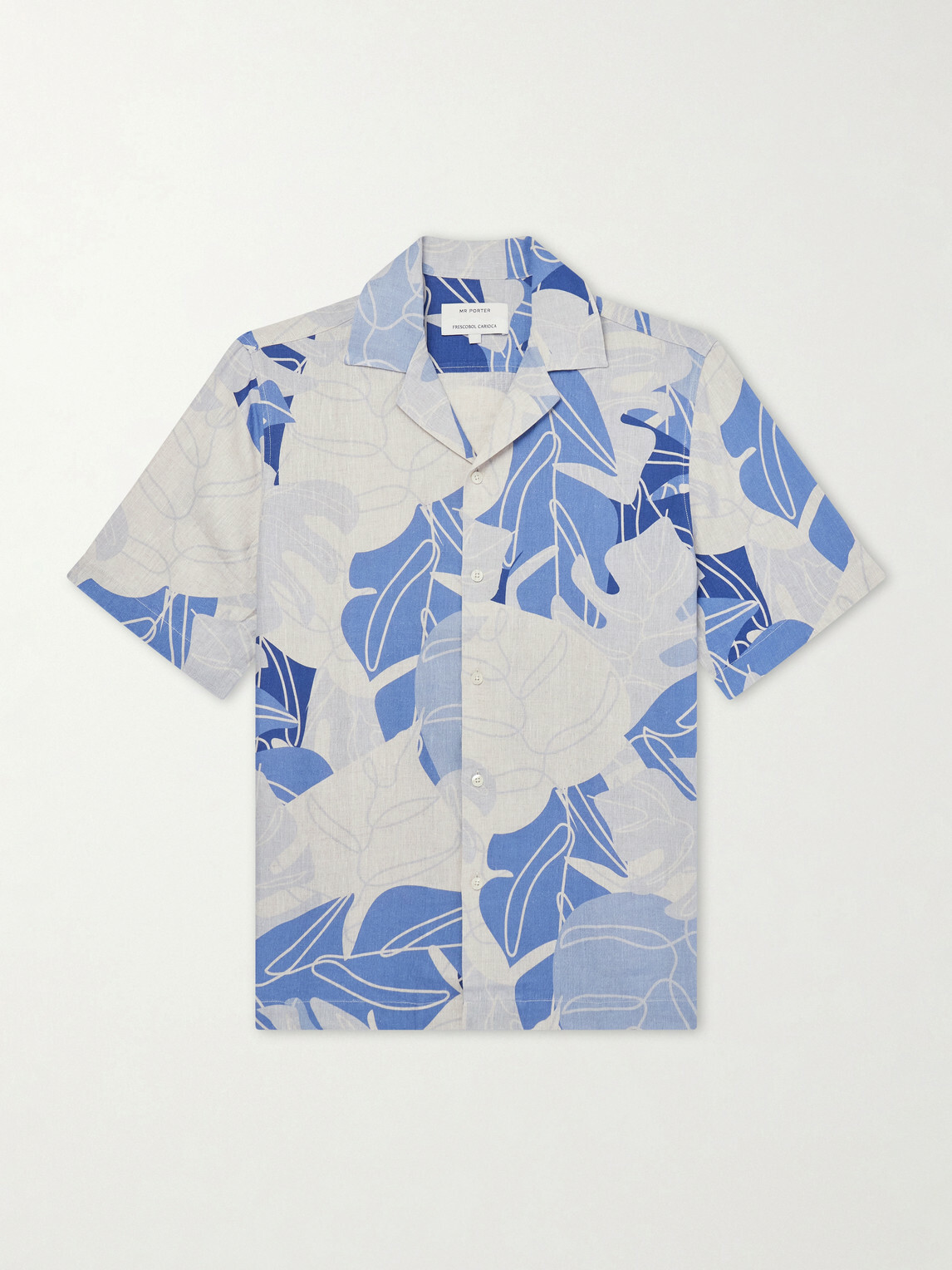 Frescobol Carioca - Roberto Camp-Collar Printed Linen Shirt - Blue