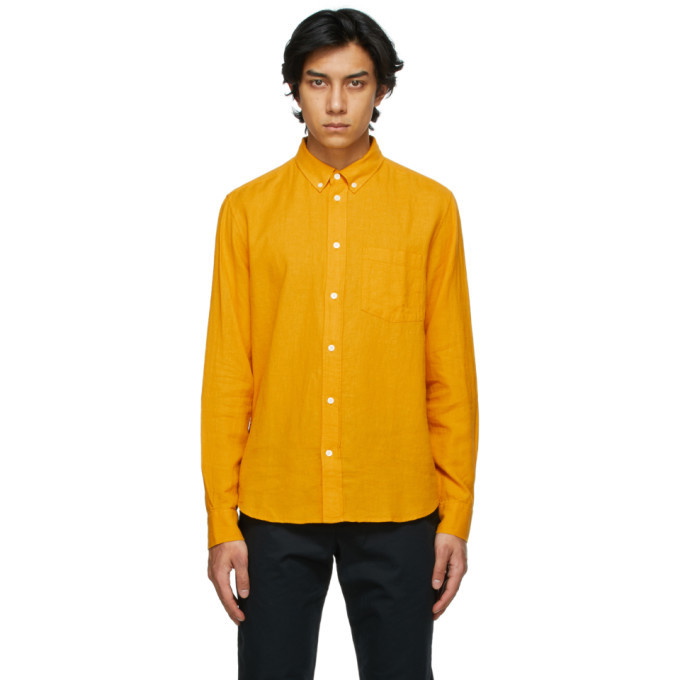 Photo: Wood Wood Orange Cotton and Linen Andrew Shirt