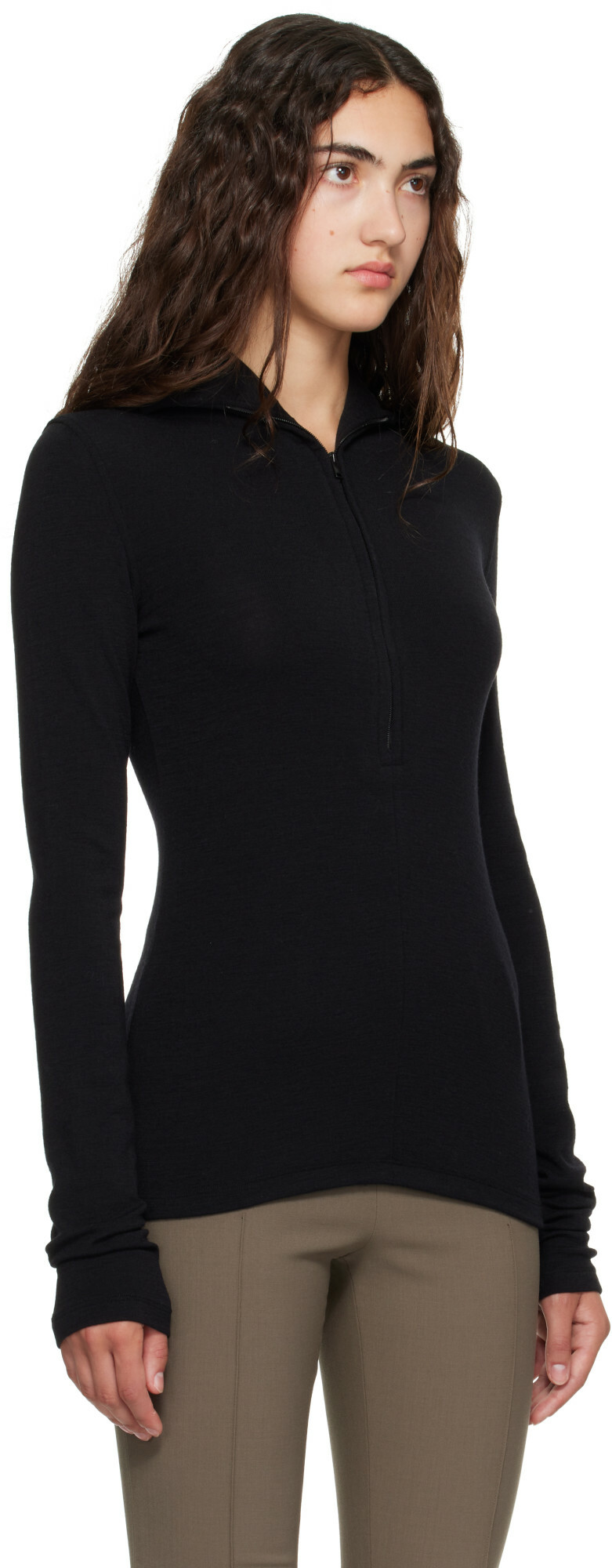 Mugler Black Column Jersey Jacket