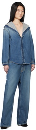 ALAÏA Blue Hooded Denim Jacket