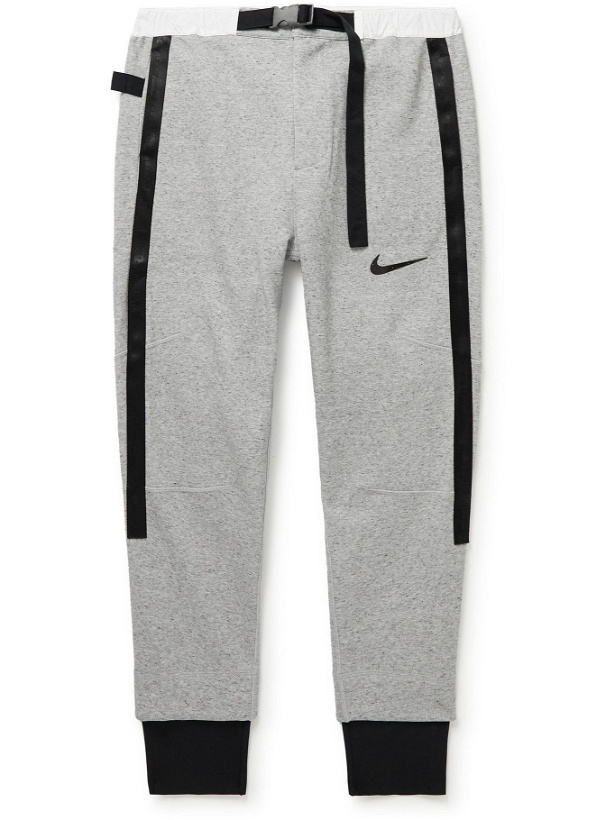 Photo: Nike - Sacai Shell-Trimmed Cotton-Blend Jersey Sweatpants - Gray