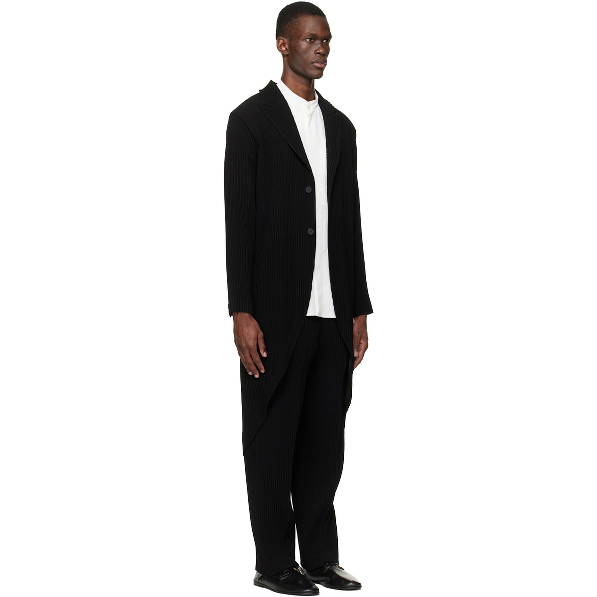 HOMME PLISSÉ ISSEY MIYAKE Black Tuxedo Pleats Coat
