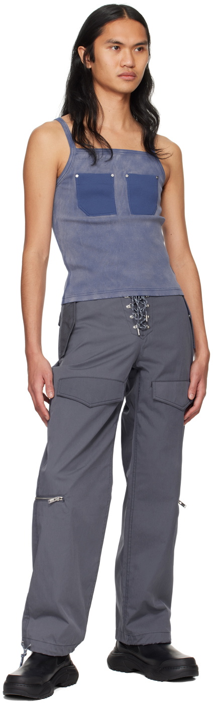 Dion Lee Blue Rivet Pocket Tank Top