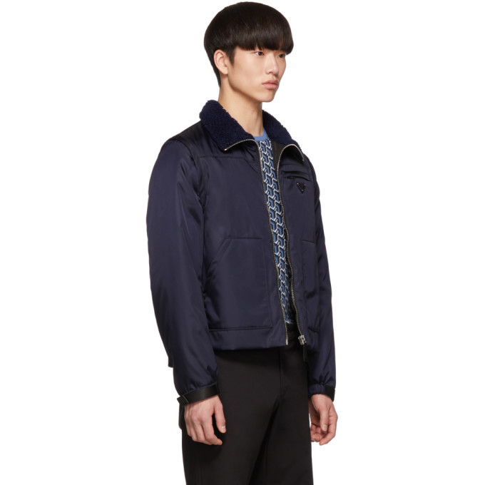 Prada Navy Gabardine Convertible Jacket Prada