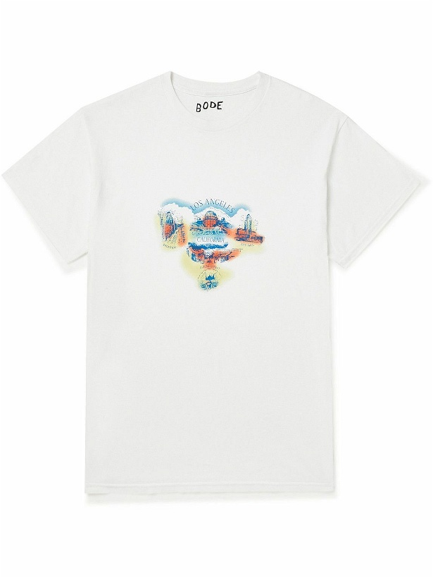 Photo: BODE - Printed Washed Cotton-Jersey T-Shirt - White