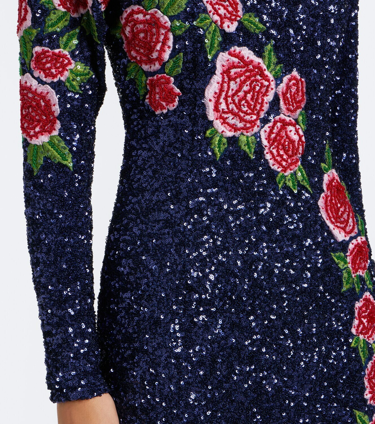 Là Fuori Rose Nocturne embellished gown