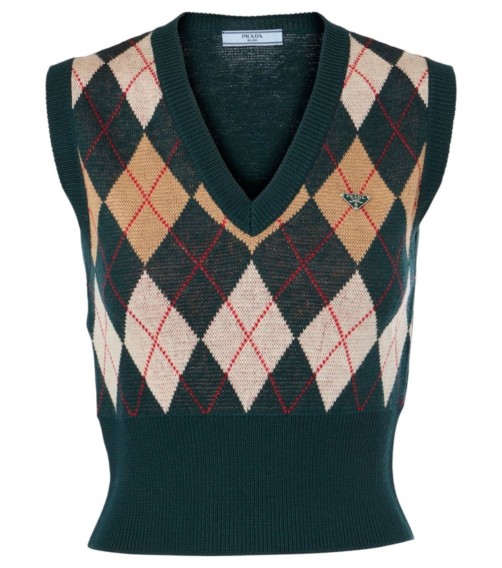 Photo: Prada Argyle virgin wool sweater vest
