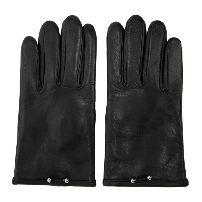 Neil Barrett Black Leather Pierced Gloves Neil Barrett
