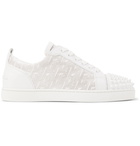 Christian Louboutin - Louis Junior Spikes Printed Leather Sneakers - White