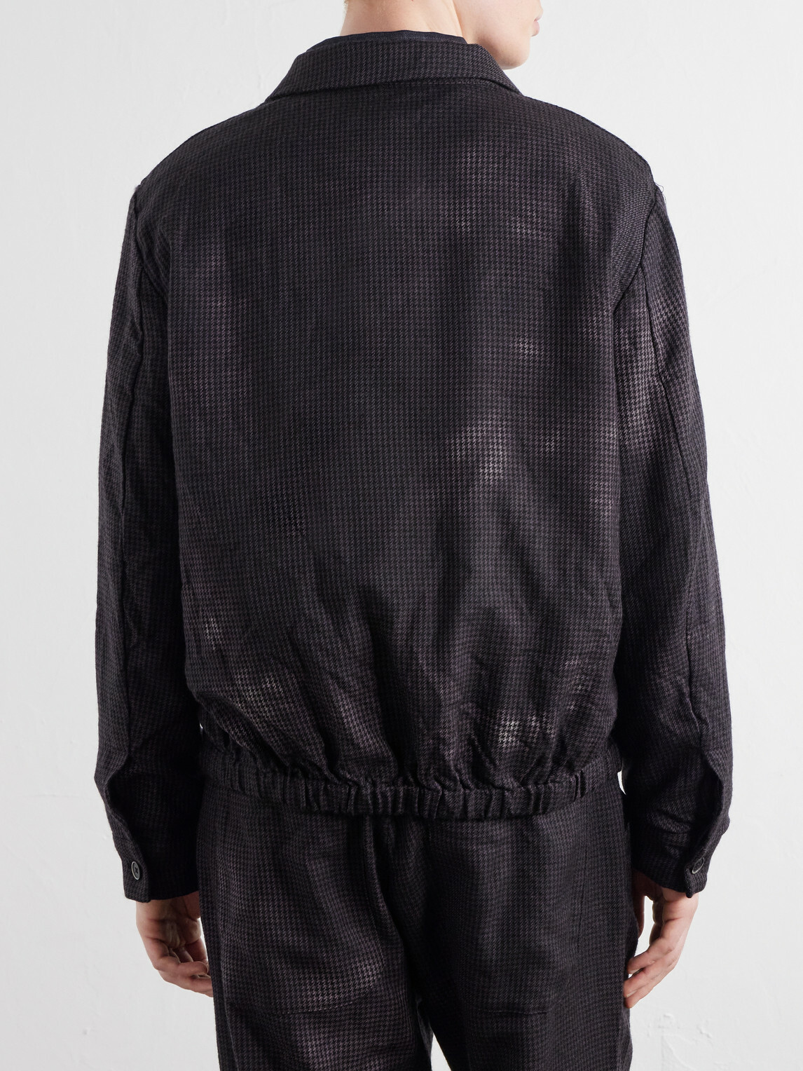 Barena - Garment-Dyed Houndstooth Wool Blouson Jacket - Black