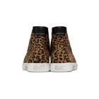 Saint Laurent Tan and Brown Leopard Malibu Mid-Top Sneakers