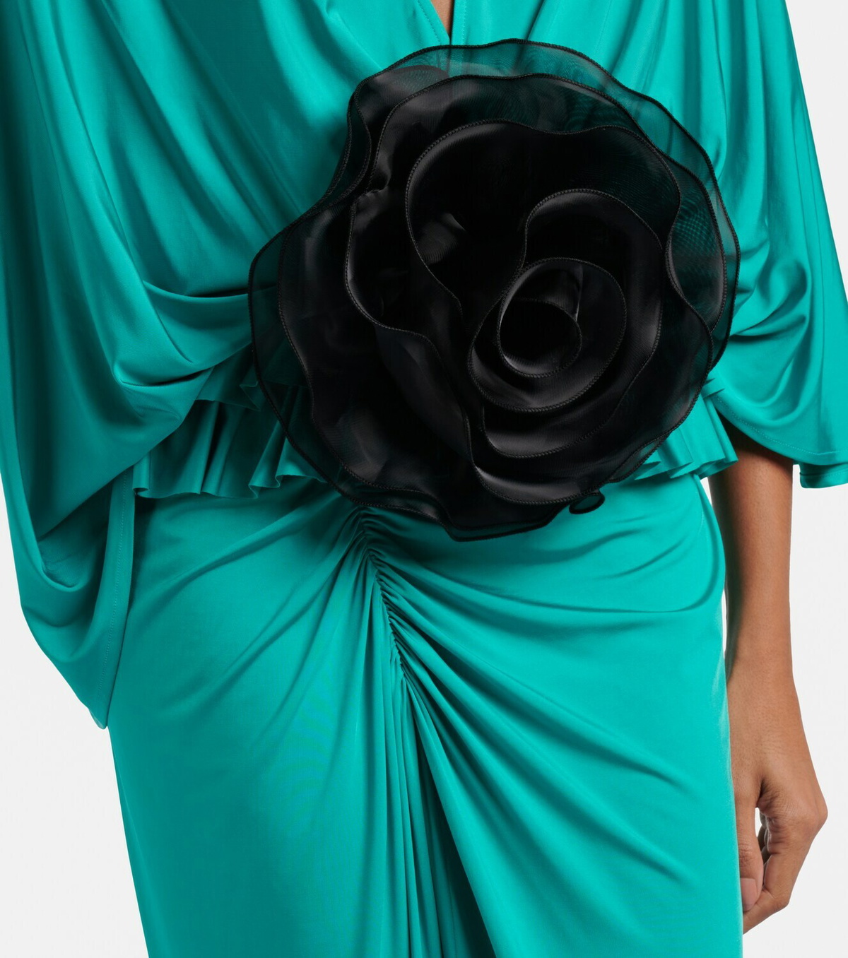 Jacques Wei Floral-appliqué jersey maxi dress