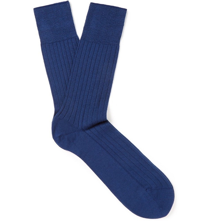 Photo: Falke - No. 2 Ribbed-Knit Cashmere-Blend Socks - Blue