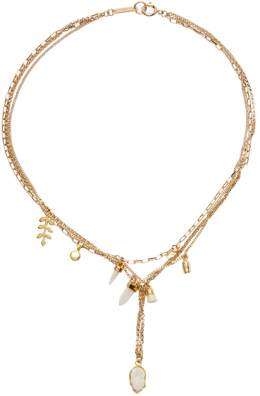 Zenuw boog avontuur Isabel Marant Gold & White 'It's All Right' Layered Necklace Isabel Marant
