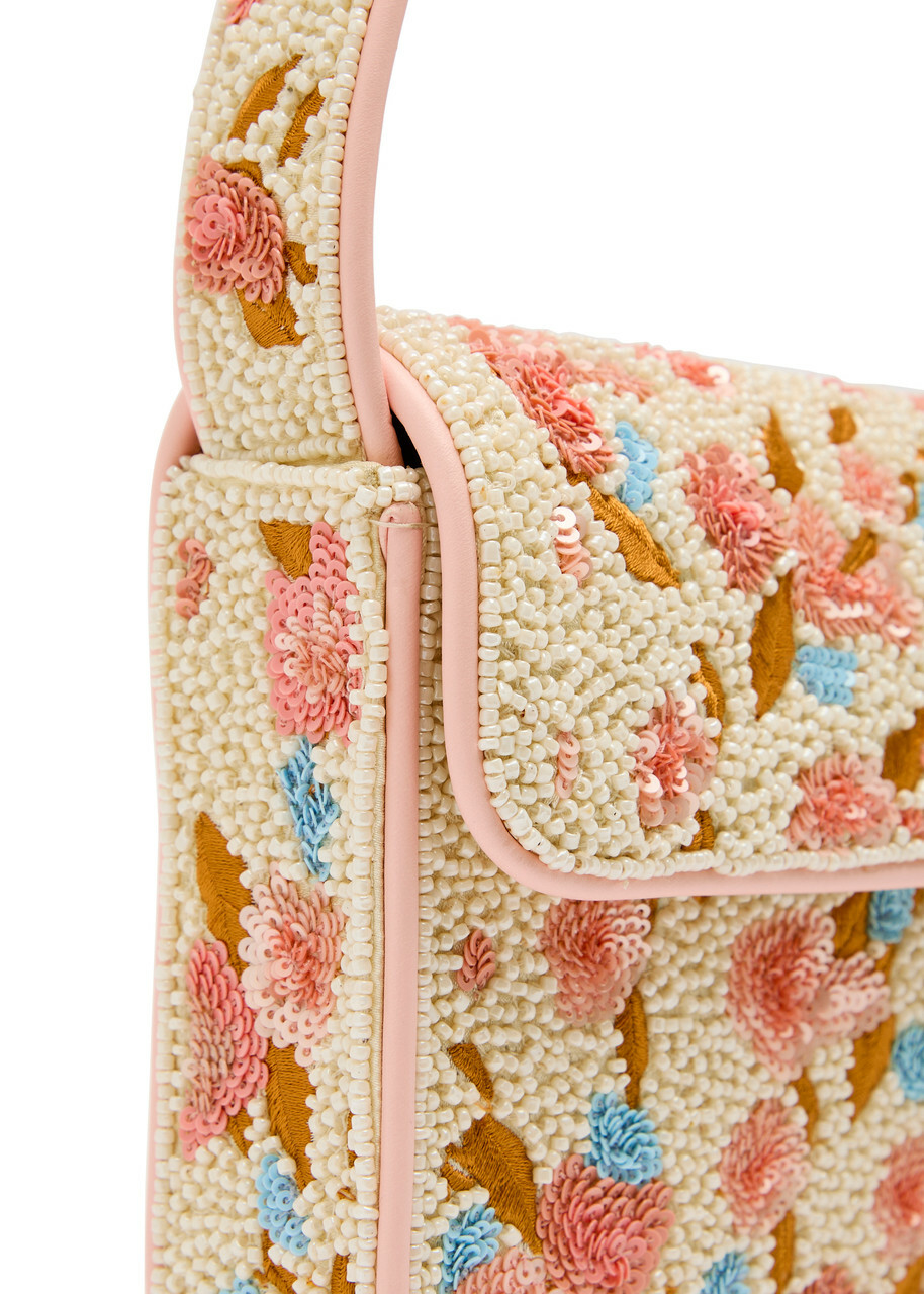 Staud Tommy Floral Beaded Shoulder bag - Pink - One Size