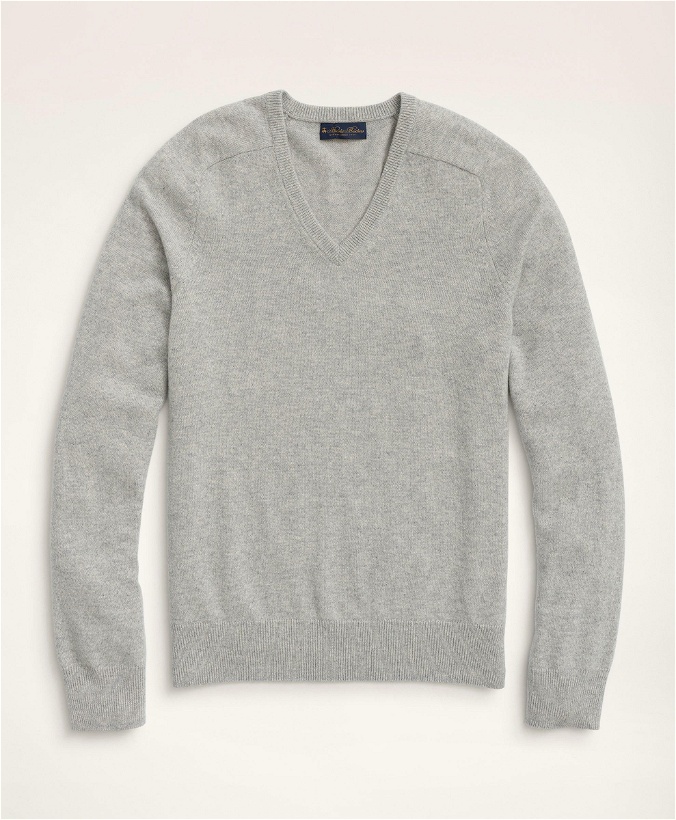 Photo: Brooks Brothers Men's Cashmere V-Neck Sweater | Light Grey