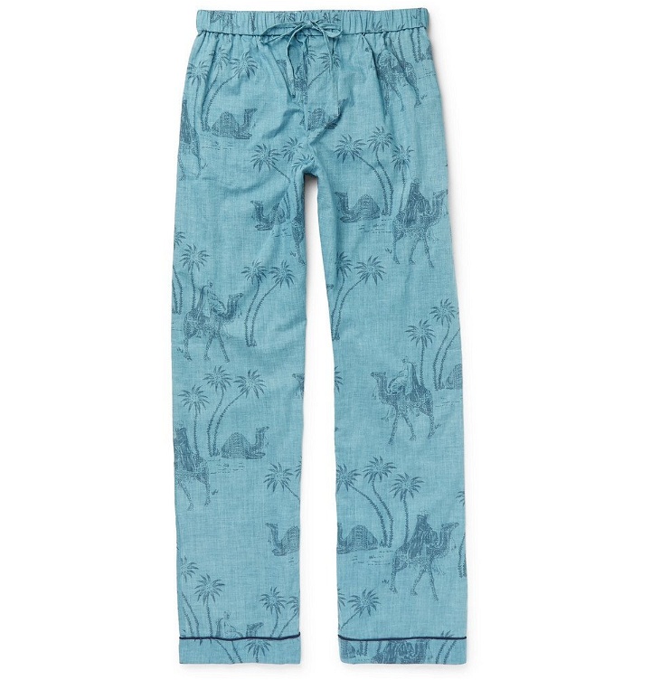 Photo: Desmond & Dempsey - Printed Cotton Pyjama Trousers - Men - Blue