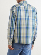 Burberry - Logo-Embroidered Checked Cotton and Linen-Blend Jacket - Blue