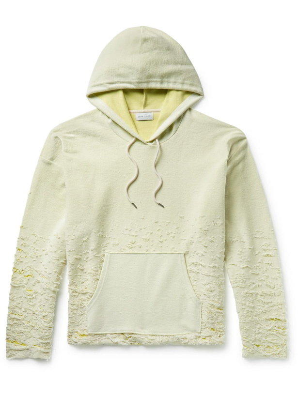 Photo: John Elliott - Distressed Cotton-Blend Terry Hoodie - Yellow