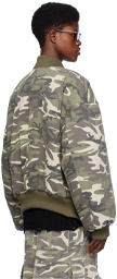 We11done Green Camouflage Bomber Jacket