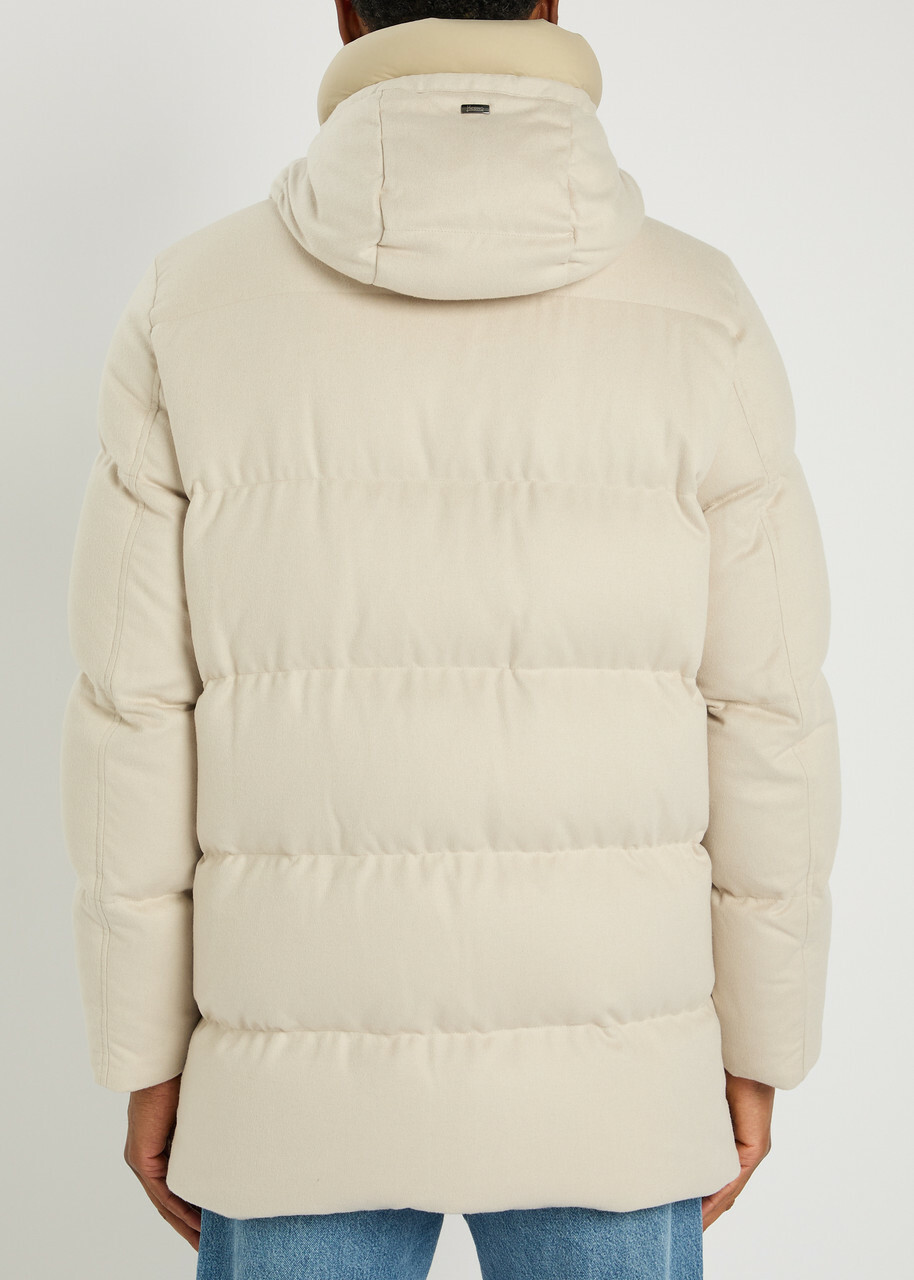 Herno Padded Silk and Cashmere-blend Parka Coat Stone