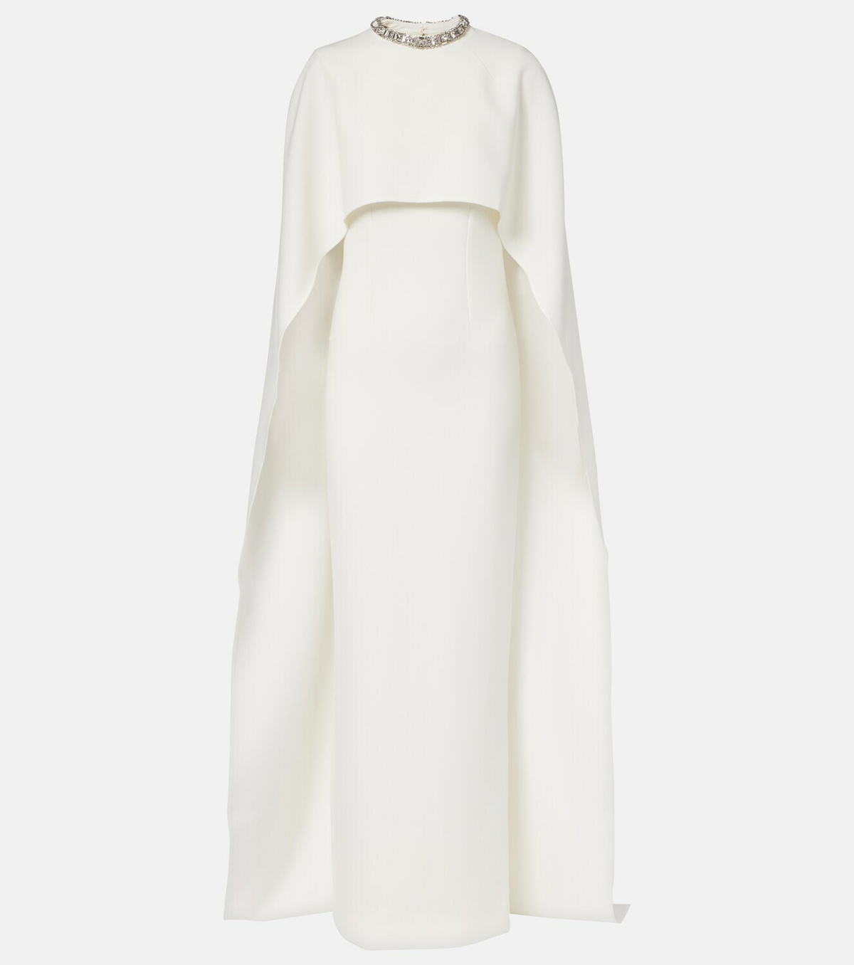 Roland Mouret Crystal-embellished caped crêpe gown