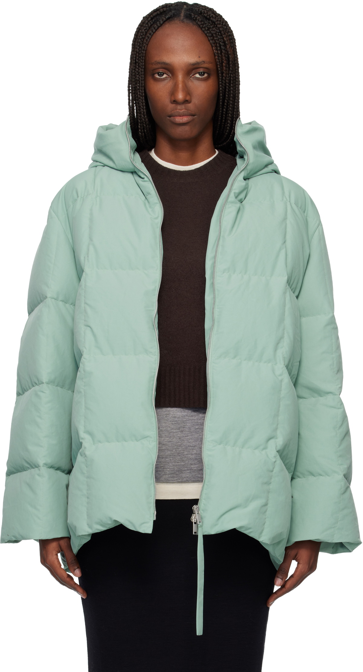 Jil Sander Green Quilted Down Jacket Jil Sander