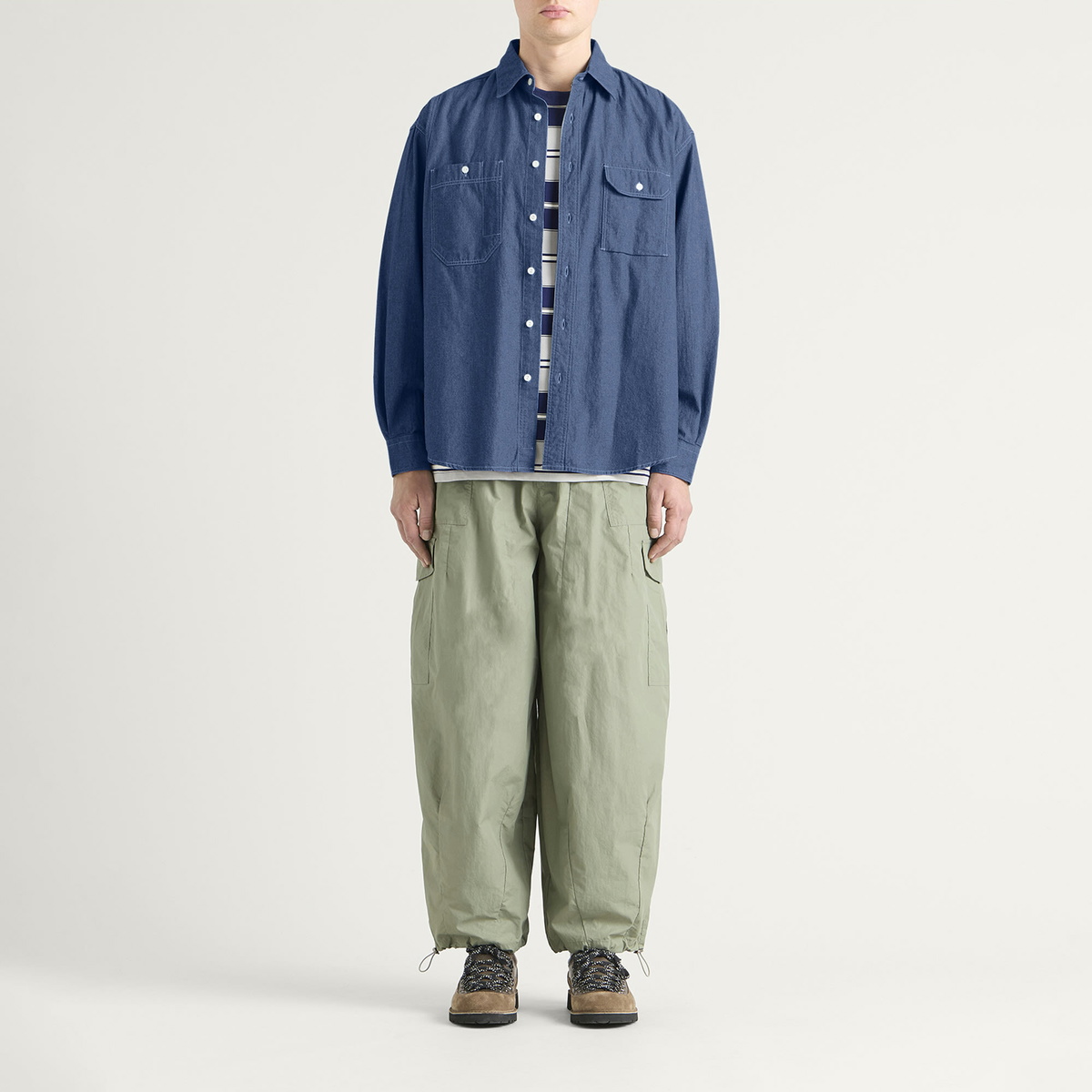 FrizmWORKS Men's 1920S Chambray Work Shirt in Blue