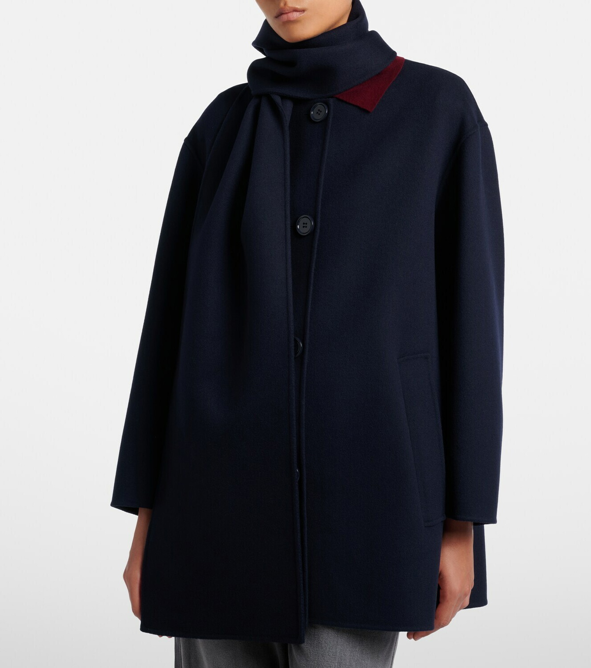 'S Max Mara Scarf-detail virgin wool coat