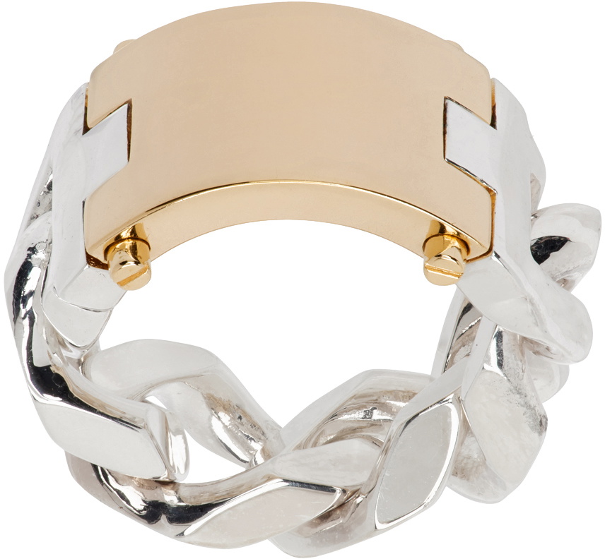 Bottega Veneta Gold & Silver Curb Chain Ring