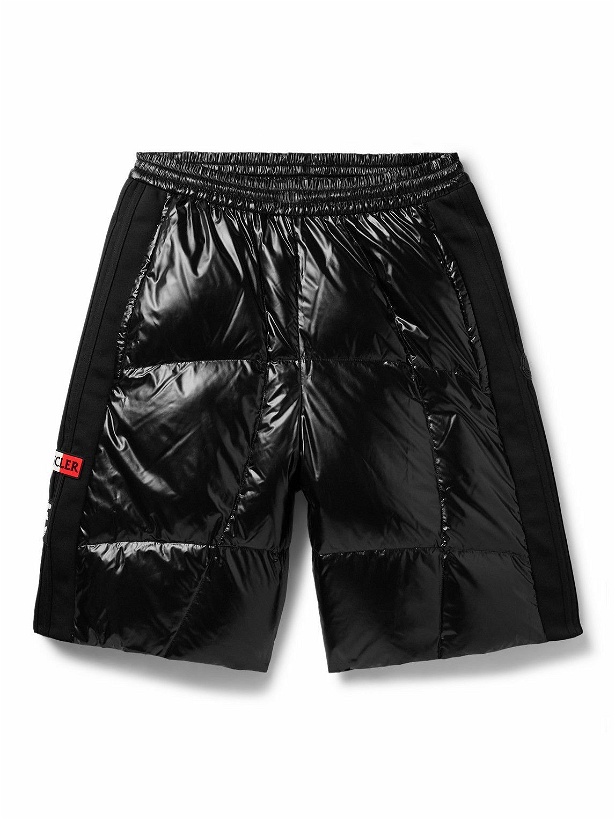 Photo: Moncler Genius - adidas Originals Straight-Leg Tech Jersey-Trimmed Quilted Glossed-Shell Down Shorts - Black