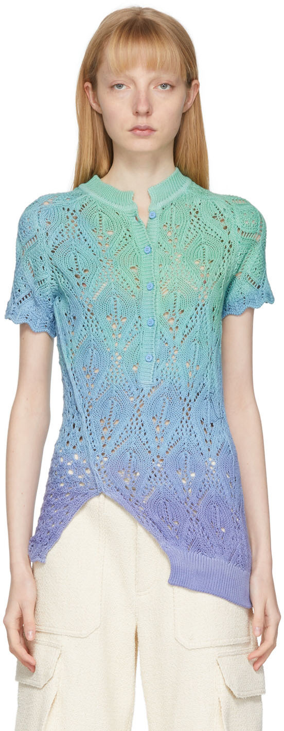 The Attico Blue & Green Crochet T-Shirt