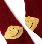 KAPITAL - Ivy Smilie Striped Cotton-Blend Socks - Red