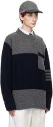 Thom Browne Navy & Gray 4-Bar Sweater